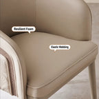 Curved Arm Leather Dining Chair Series with Lacquered Legs and Tailored Trim