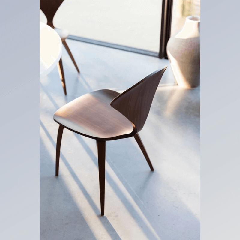 Curved Back Mid-Century Walnut Chairs - Set of 2