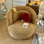 Curved Chenille/Boucle Swivel Chair with Wraparound Back for Cozy Reading Corners