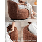 Curved Chenille/Boucle Swivel Chair with Wraparound Back for Cozy Reading Corners