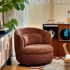 Curved Chenille/Boucle Swivel Chair with Wraparound Back for Cozy Reading Corners