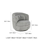 Curved Chenille/Boucle Swivel Chair with Wraparound Back for Cozy Reading Corners Dimensions