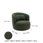 Curved Chenille/Boucle Swivel Chair with Wraparound Back for Cozy Reading Corners Dimensions