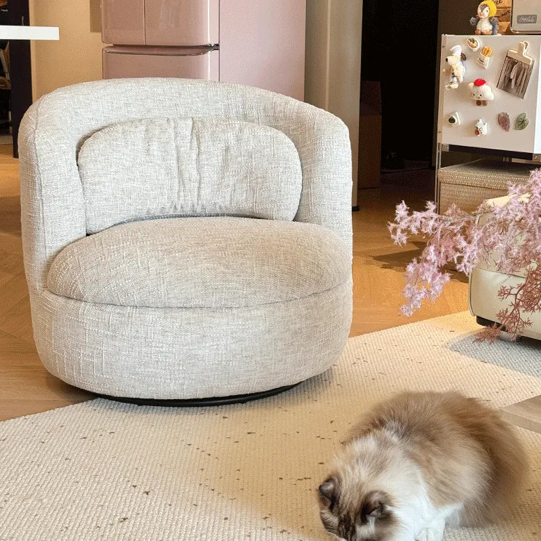 Curved Chenille/Boucle Swivel Chair with Wraparound Back for Cozy Reading Corners