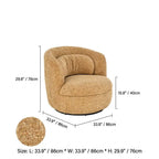 Curved Chenille/Boucle Swivel Chair with Wraparound Back for Cozy Reading Corners Dimensions