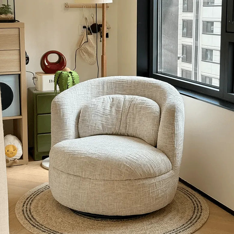 Curved Chenille/Boucle Swivel Chair with Wraparound Back for Cozy Reading Corners