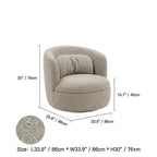 Curved Chenille/Boucle Swivel Chair with Wraparound Back for Cozy Reading Corners Dimensions