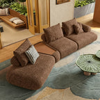 Curved Chenille Sofa Series in Cocoa Brown for Sculptural Lounge Living