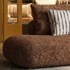 Curved Chenille Sofa Series in Cocoa Brown for Sculptural Lounge Living