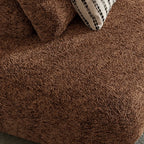 Curved Chenille Sofa Series in Cocoa Brown for Sculptural Lounge Living