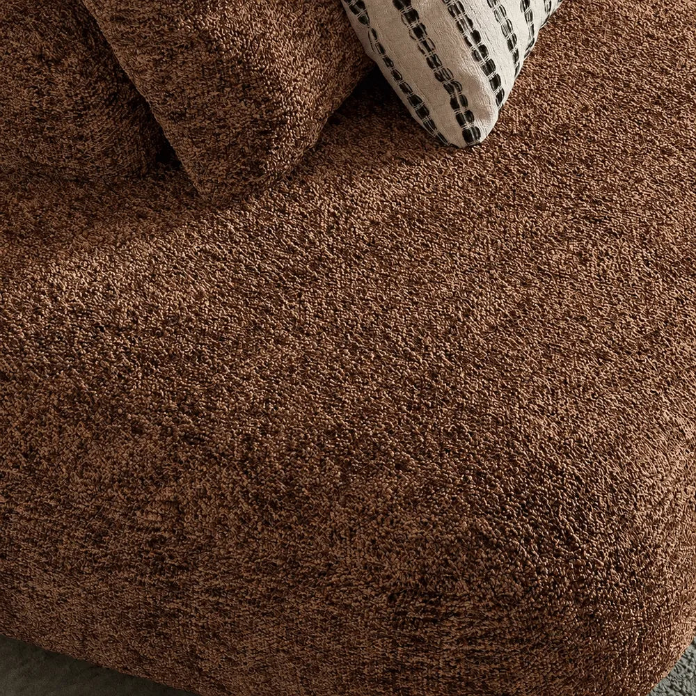 Curved Chenille Sofa Series in Cocoa Brown for Sculptural Lounge Living