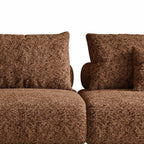 Curved Chenille Sofa Series in Cocoa Brown for Sculptural Lounge Living