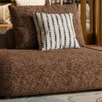 Curved Chenille Sofa Series in Cocoa Brown for Sculptural Lounge Living