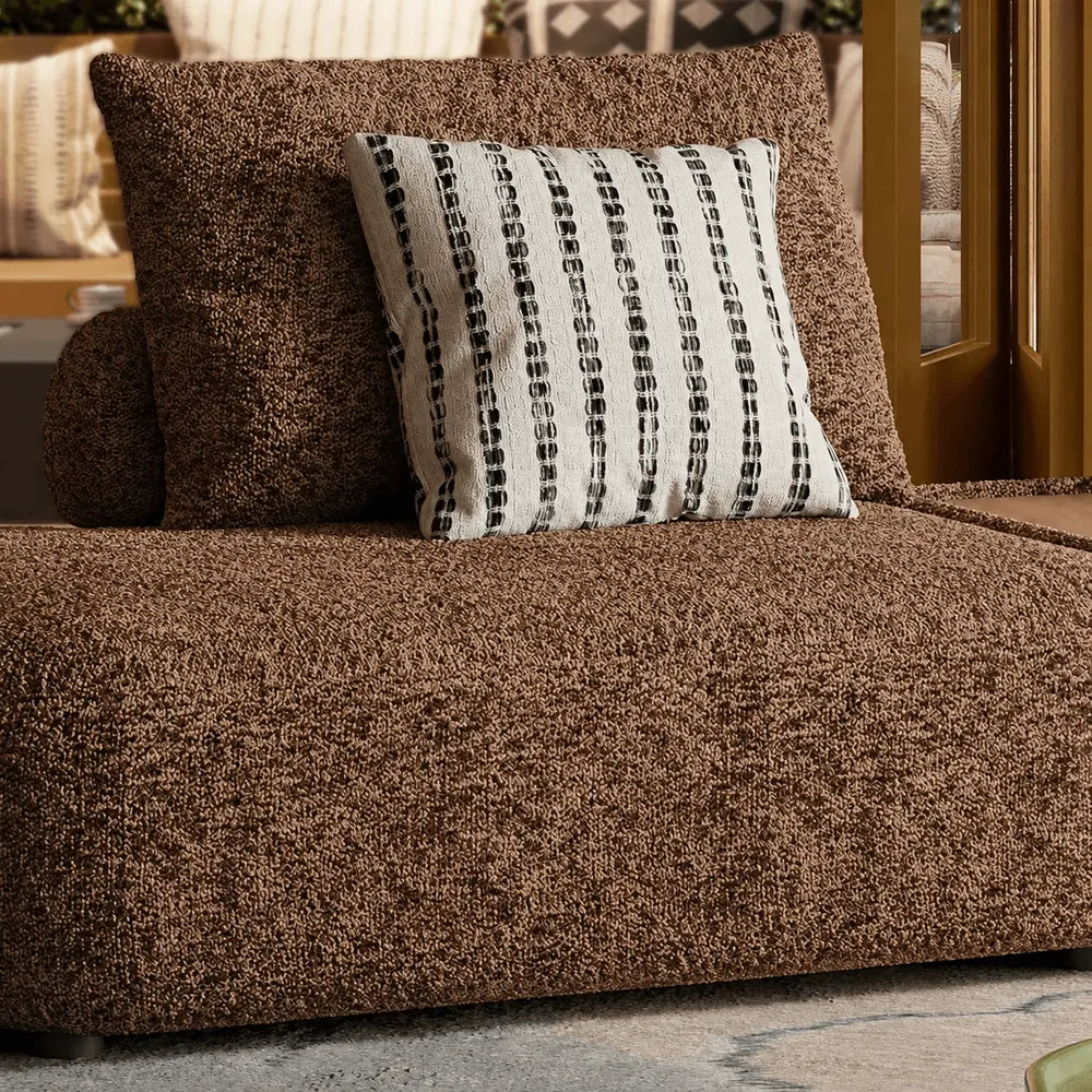 Curved Chenille Sofa Series in Cocoa Brown for Sculptural Lounge Living