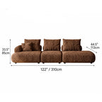 Curved Chenille Sofa Series in Cocoa Brown for Sculptural Lounge Living Dimensions