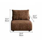 Curved Chenille Sofa Series in Cocoa Brown for Sculptural Lounge Living Dimensions