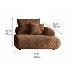 Curved Chenille Sofa Series in Cocoa Brown for Sculptural Lounge Living Dimensions