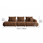 Curved Chenille Sofa Series in Cocoa Brown for Sculptural Lounge Living Dimensions