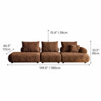 Curved Chenille Sofa Series in Cocoa Brown for Sculptural Lounge Living Dimensions