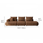Curved Chenille Sofa Series in Cocoa Brown for Sculptural Lounge Living Dimensions
