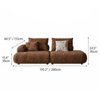 Curved Chenille Sofa Series in Cocoa Brown for Sculptural Lounge Living Dimensions