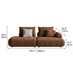 Curved Chenille Sofa Series in Cocoa Brown for Sculptural Lounge Living Dimensions