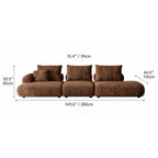 Curved Chenille Sofa Series in Cocoa Brown for Sculptural Lounge Living Dimensions