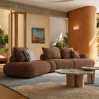 Curved Chenille Sofa Series in Cocoa Brown for Sculptural Lounge Living Main Product Image