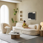 Curved Linen-Texture Pleated Skirt Sofa Series With Lounge Chair