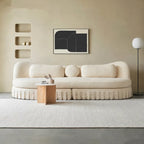 Curved Linen-Texture Pleated Skirt Sofa Series With Lounge Chair Main Product Image
