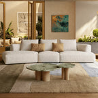 Curved Modular Chenille Sofa With Low Lounge Profile and Washable Covers