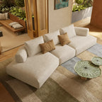 Curved Modular Chenille Sofa With Low Lounge Profile and Washable Covers