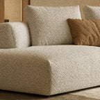 Curved Modular Chenille Sofa With Low Lounge Profile and Washable Covers