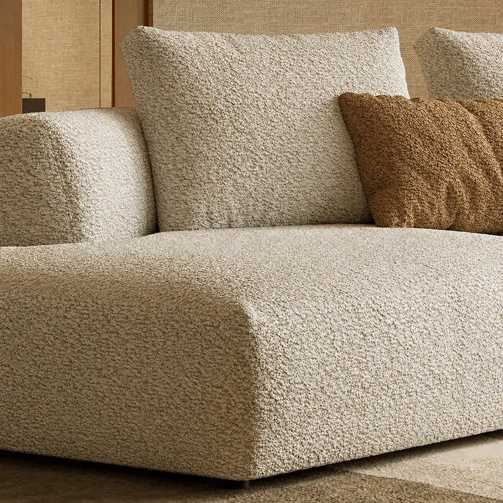 Curved Modular Chenille Sofa With Low Lounge Profile and Washable Covers