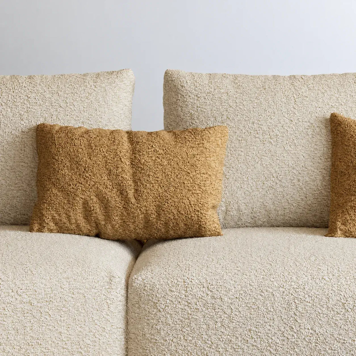 Curved Modular Chenille Sofa With Low Lounge Profile and Washable Covers