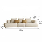 Curved Modular Chenille Sofa With Low Lounge Profile and Washable Covers Dimensions