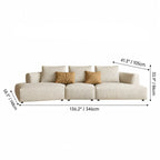 Curved Modular Chenille Sofa With Low Lounge Profile and Washable Covers Dimensions