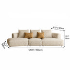 Curved Modular Chenille Sofa With Low Lounge Profile and Washable Covers Dimensions