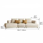 Curved Modular Chenille Sofa With Low Lounge Profile and Washable Covers Dimensions