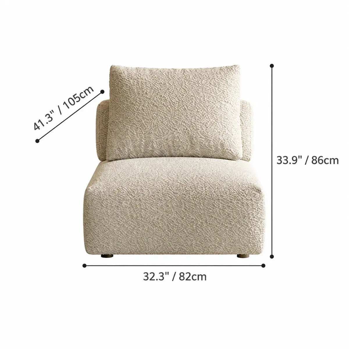 Curved Modular Chenille Sofa With Low Lounge Profile and Washable Covers Dimensions