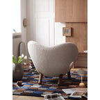 Curved Pelican Chair in Boucle, Walnut Legs, French Vintage Accent