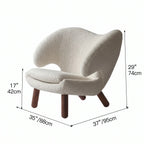 Curved Pelican Chair in Boucle, Walnut Legs, French Vintage Accent Dimensions