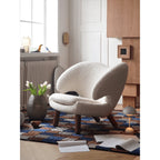Curved Pelican Chair in Boucle, Walnut Legs, French Vintage Accent Main Product Image
