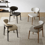 Curved Upholstered Dining Chair Series in Oak and Ash Wood Tones