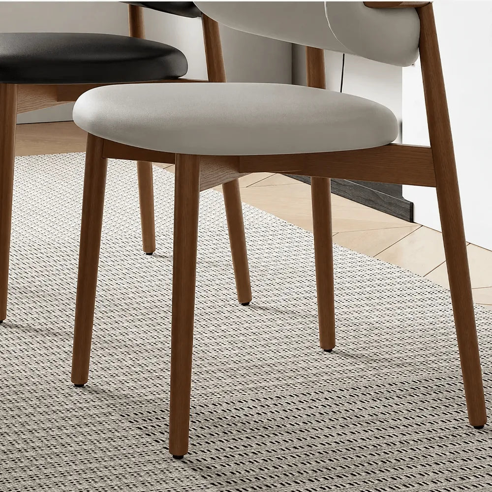 Curved Upholstered Dining Chair Series in Oak and Ash Wood Tones