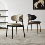 Curved Upholstered Dining Chair Series in Oak and Ash Wood Tones