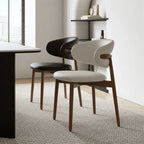 Curved Upholstered Dining Chair Series in Oak and Ash Wood Tones