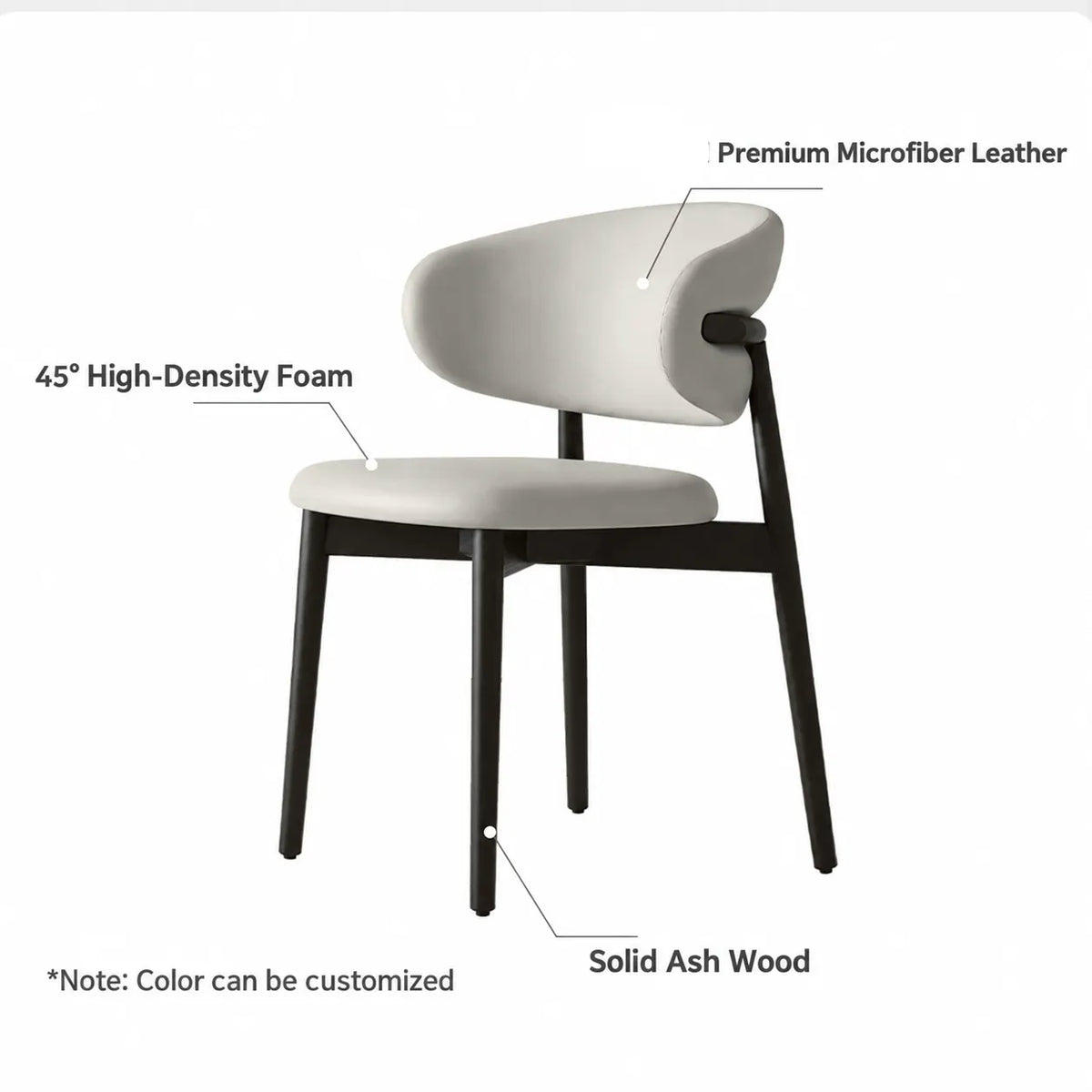 Curved Upholstered Dining Chair Series in Oak and Ash Wood Tones