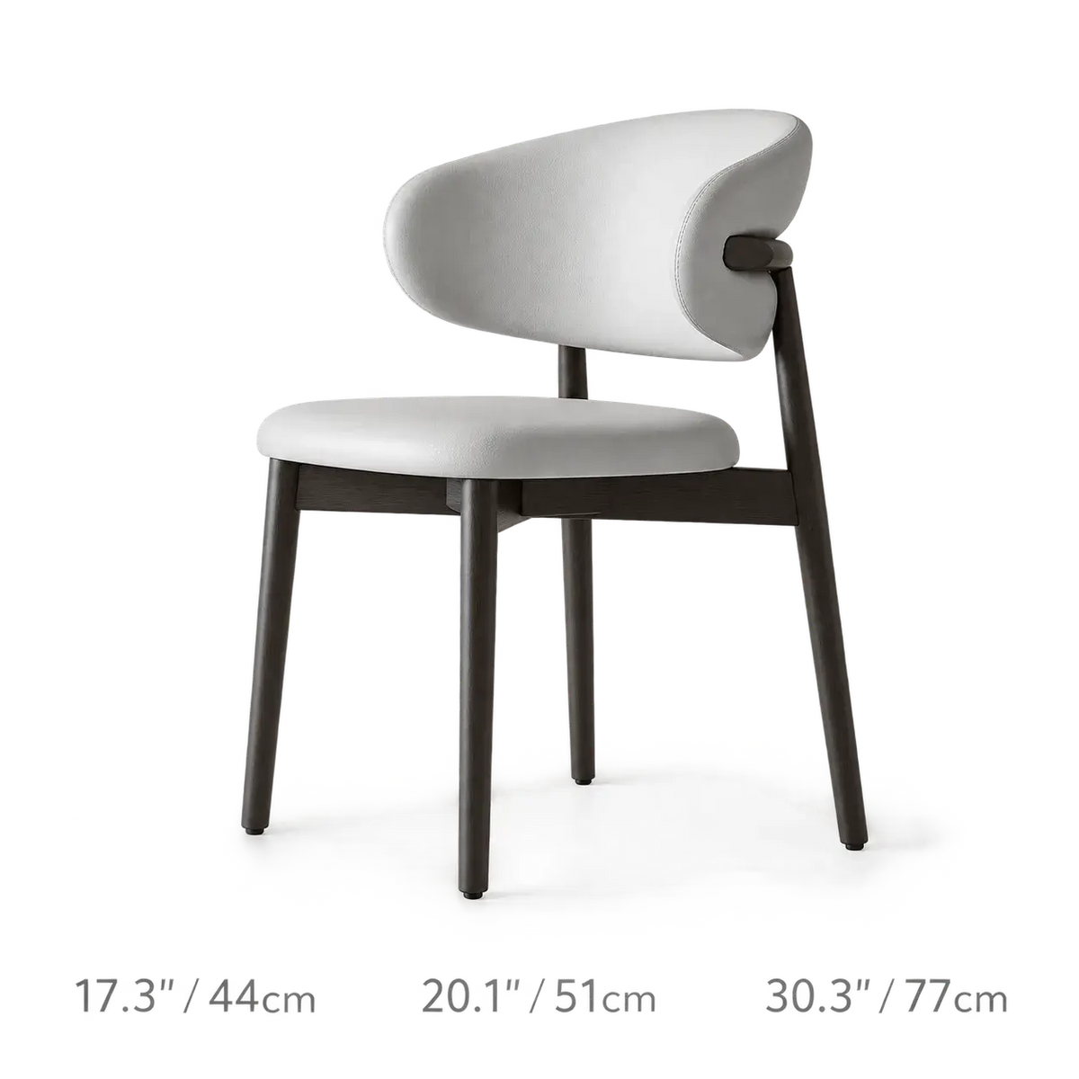 Curved Upholstered Dining Chair Series in Oak and Ash Wood Tones