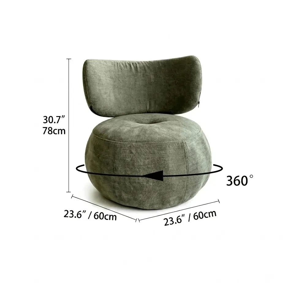 Curved Upholstered Swivel Chair for Vanity Corners and Cozy Lounge Spaces